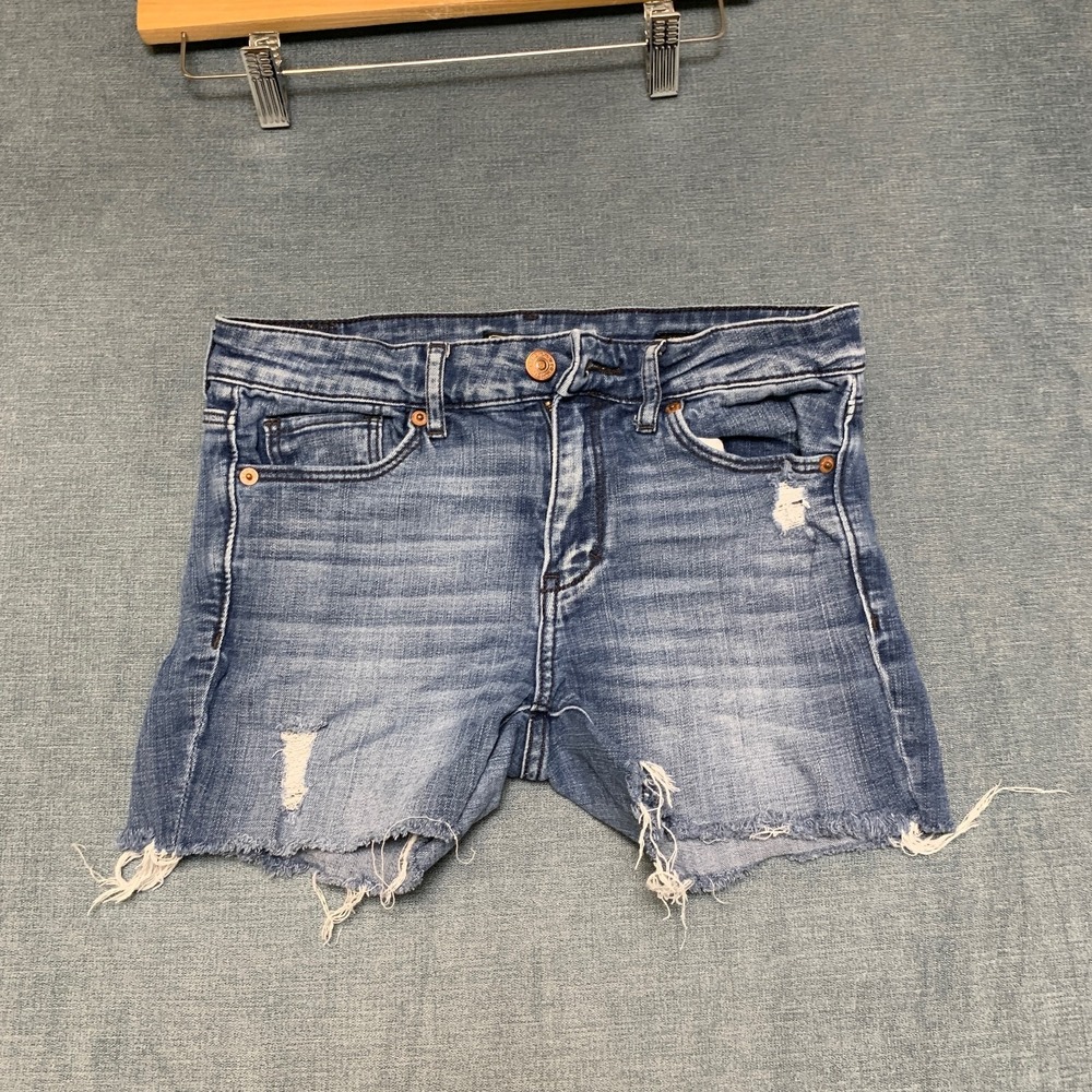 American Eagle Outfitters Cutoff‎ Shorts Womens 2 Blue Denim Cotton Distressed